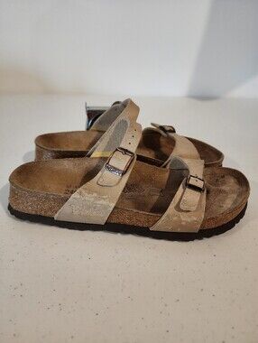 Birki's Birkenstock Belmont Beige Leather Two Strap Sandal Sz US 6 EU 37 Shoes